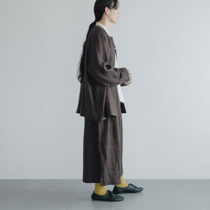 SALUÉ／【受注商品】ノーカラージャケット／ヘリンボーンリネン