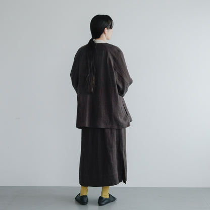 SALUÉ／【受注商品】ノーカラージャケット／ヘリンボーンリネン