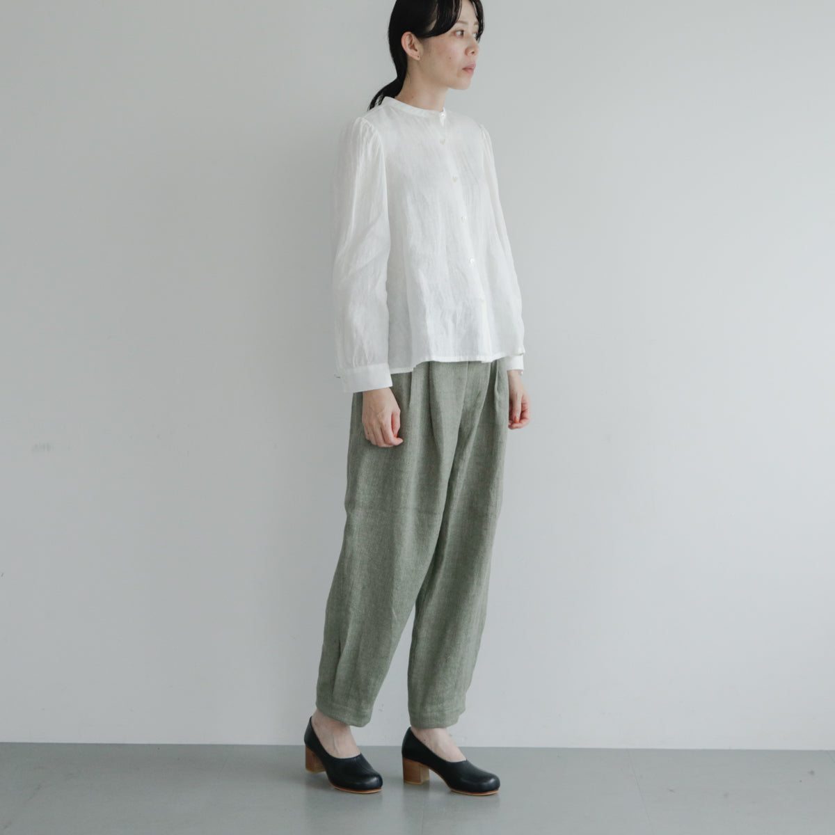 SALUÉ／【受注商品】エッグパンツA／ヘリンボーンリネン