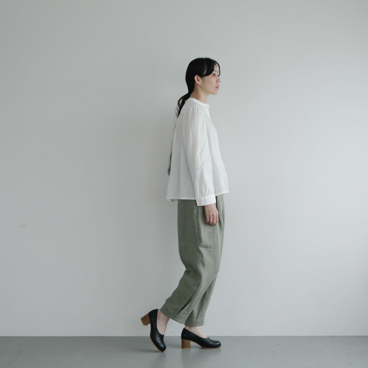 SALUÉ／【受注商品】エッグパンツA／ヘリンボーンリネン
