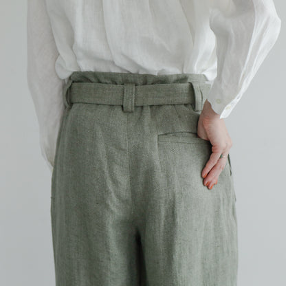 SALUÉ／【受注商品】エッグパンツA／ヘリンボーンリネン