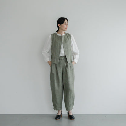 SALUÉ／ハイウエストジレ／ヘリンボーンリネン