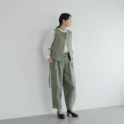 SALUÉ／ハイウエストジレ／ヘリンボーンリネン