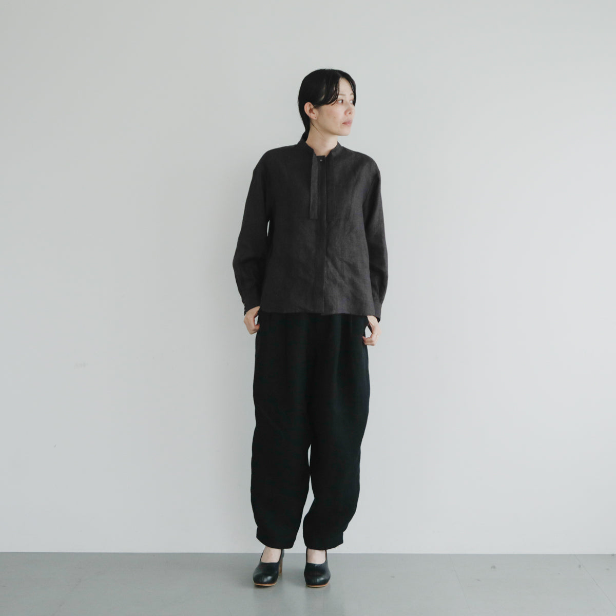 SALUÉ／【受注商品】エッグパンツA／ヘリンボーンリネン