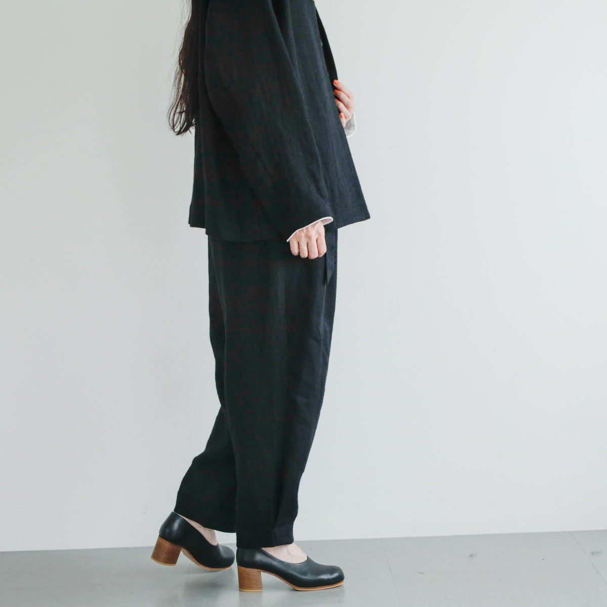 SALUÉ／【受注商品】エッグパンツA／ヘリンボーンリネン