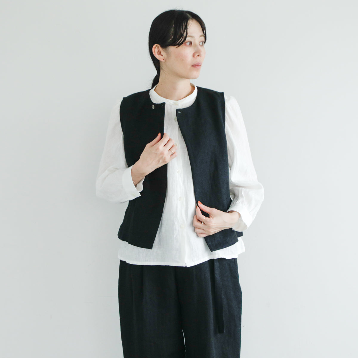 SALUÉ／【受注商品】エッグパンツC／ヘリンボーンリネン