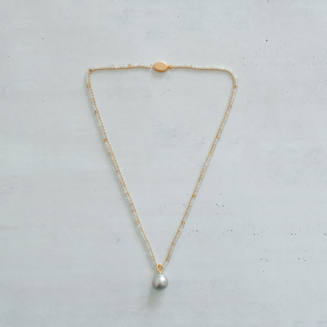 後で掲載［shuo'］Black Pearl Rutile Quartz Necklace