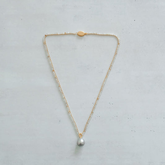 《一部予約商品》［shuo'］Black Pearl Rutile Quartz Necklace