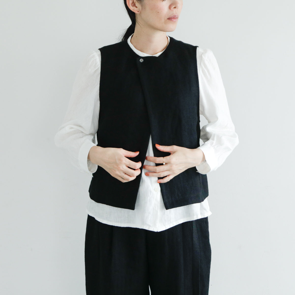 SALUÉ／【受注商品】エッグパンツC／ヘリンボーンリネン