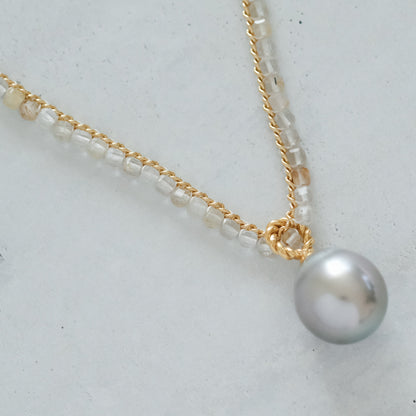 後で掲載［shuo'］Black Pearl Rutile Quartz Necklace