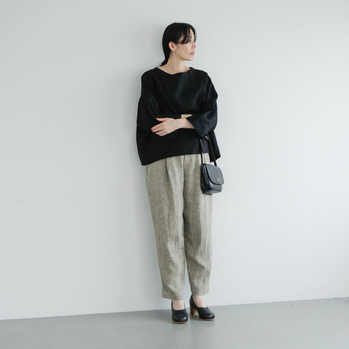 SALUÉ／【受注商品】エッグパンツC／ヘリンボーンリネン