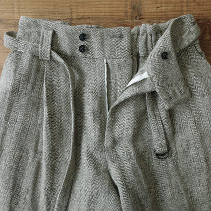 SALUÉ／【受注商品】エッグパンツC／ヘリンボーンリネン