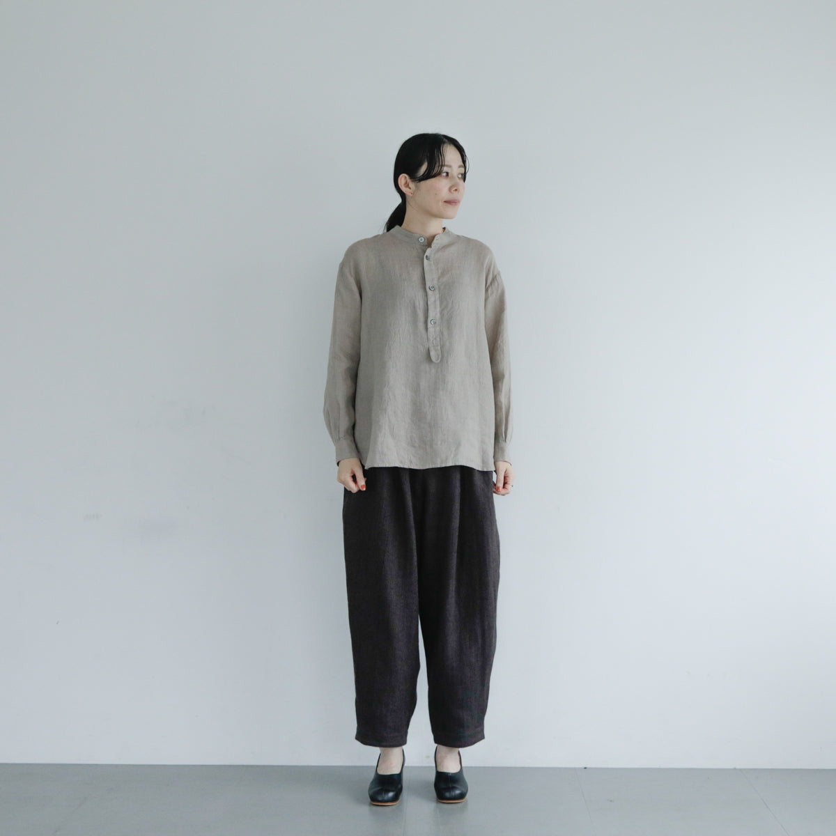 SALUÉ／【受注商品】エッグパンツA／ヘリンボーンリネン