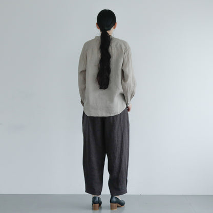 SALUÉ／【受注商品】エッグパンツA／ヘリンボーンリネン