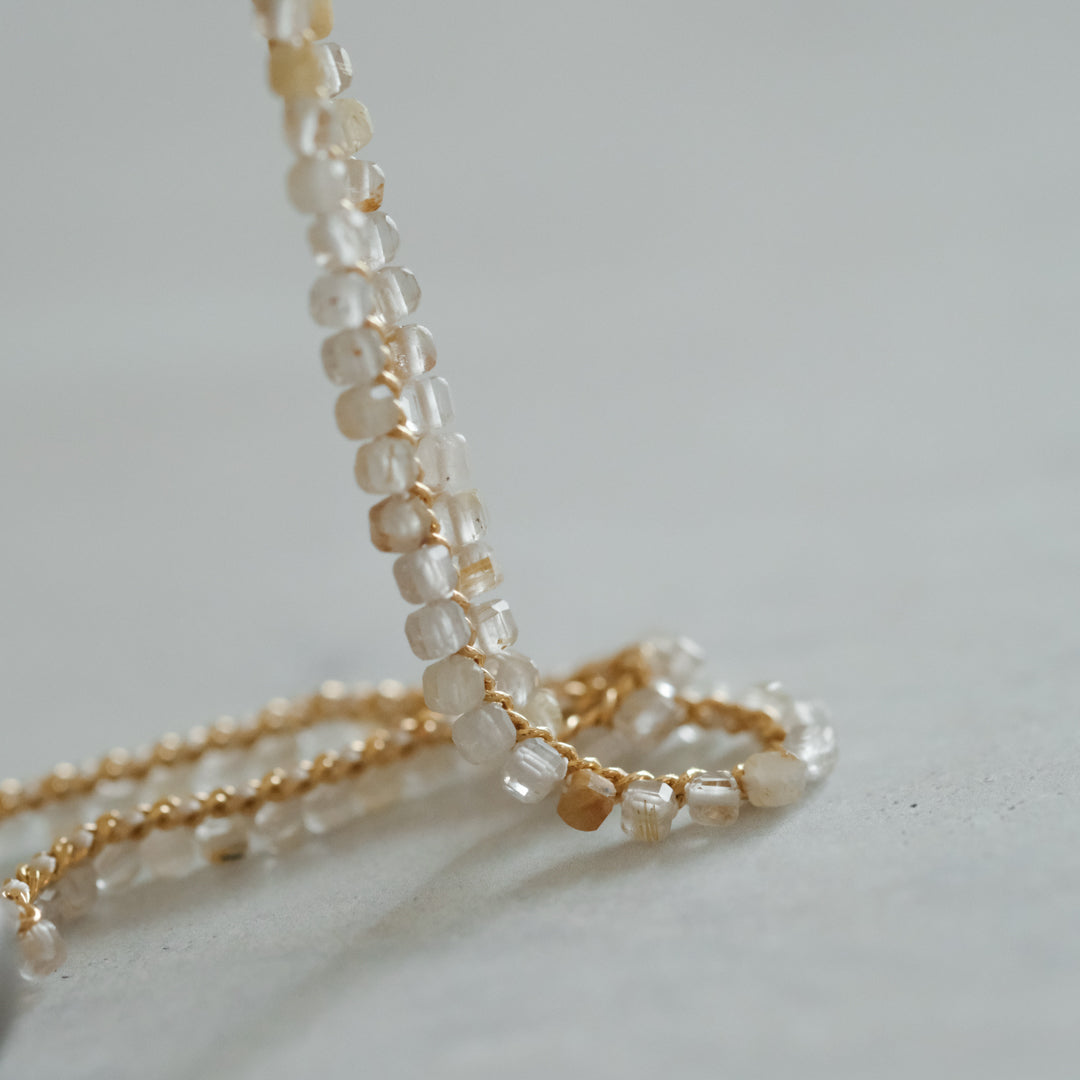 後で掲載［shuo'］Black Pearl Rutile Quartz Necklace