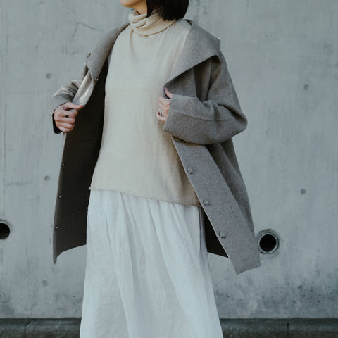 【予約商品】［FREEMAN--B］フード付きスクエアミドルコート