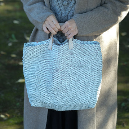 ［tatetoyoco］裂織りバッグ （経糸黒/ムジ）