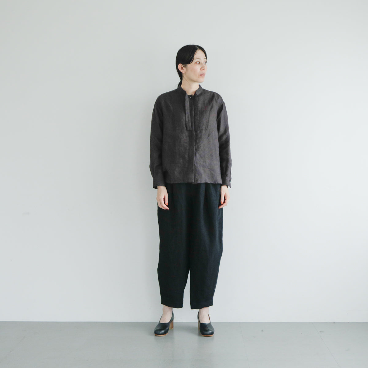 SALUÉ／【受注商品】エッグパンツA／ヘリンボーンリネン