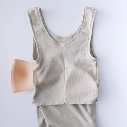 me.／スーピマコットンリブ パッド付きタンクトップ（me-18153）