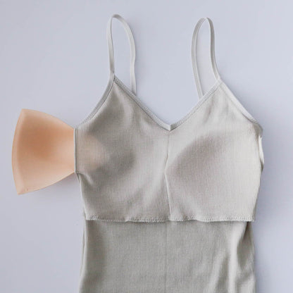 me.／スーピマコットンリブ パッド付きキャミソール（me-18152）