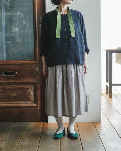 ENYO／TC26-2 タイカラーのブラウス ブルーマリン×アボカ