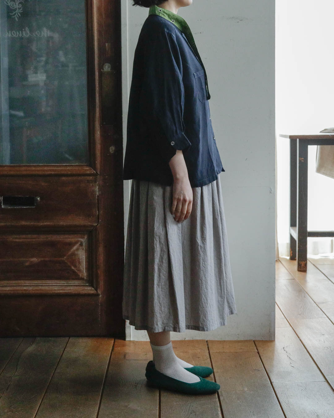 ENYO／TC26-2 タイカラーのブラウス ブルーマリン×アボカ