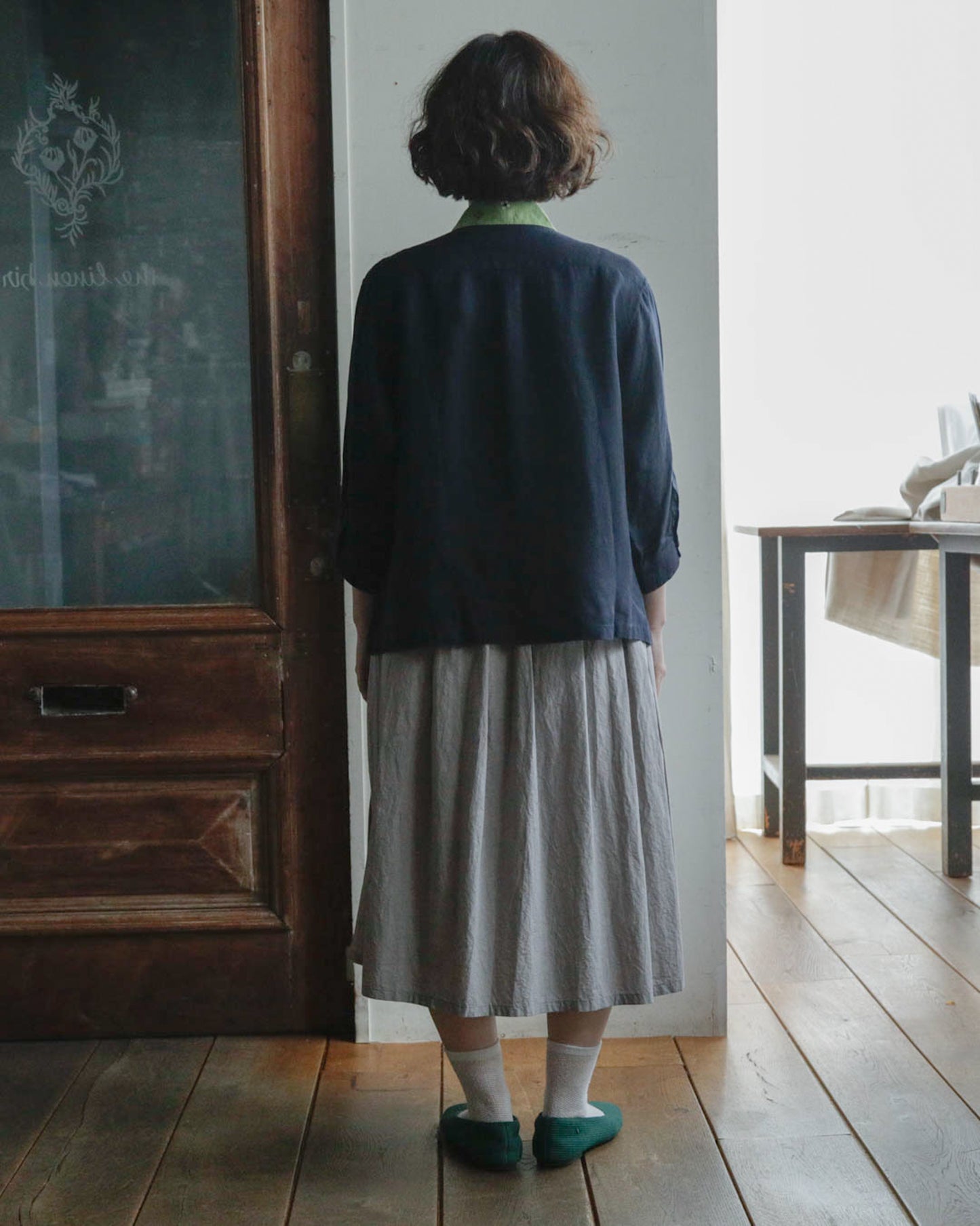 ENYO／TC26-2 タイカラーのブラウス ブルーマリン×アボカ