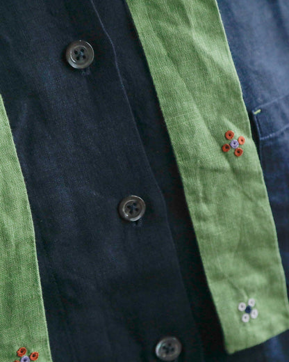 ENYO／TC26-2 タイカラーのブラウス ブルーマリン×アボカ