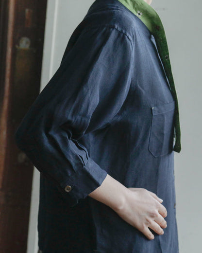 ENYO／TC26-2 タイカラーのブラウス ブルーマリン×アボカ