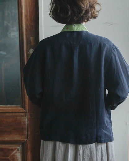 ENYO／TC26-2 タイカラーのブラウス ブルーマリン×アボカ