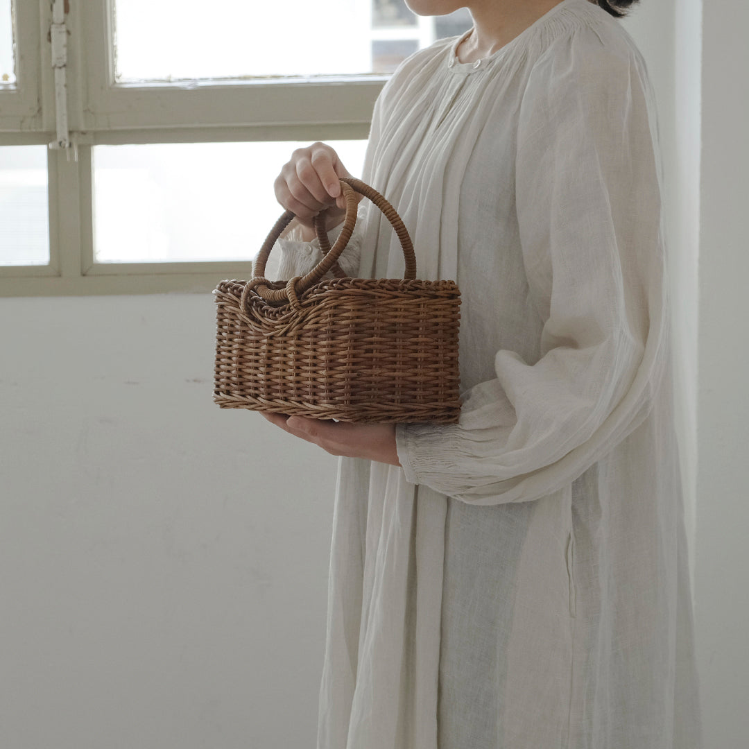 ［宮本工芸］あけびかご　並み編み　台形リング手