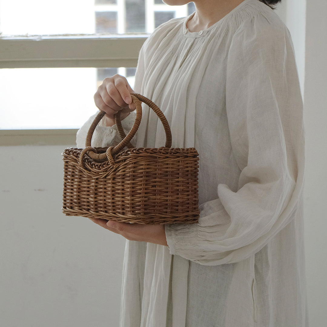 ［宮本工芸］あけびかご　並み編み　台形リング手