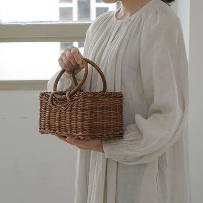 ［宮本工芸］あけびかご　並み編み　台形リング手