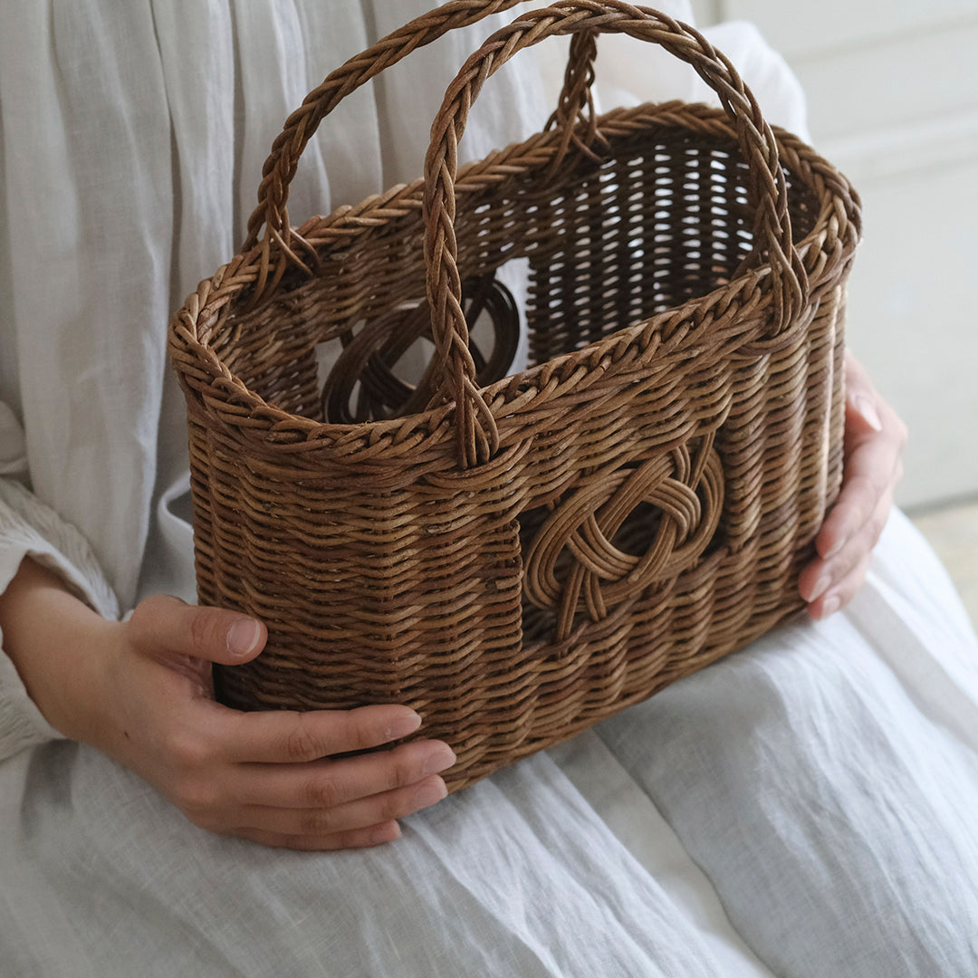 ［宮本工芸］あけびかご　薄型並み編みグニ手 特小（結び入り）