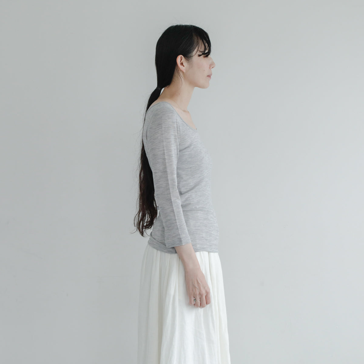 YARN／ティティ・リブ バレエネック 7分袖