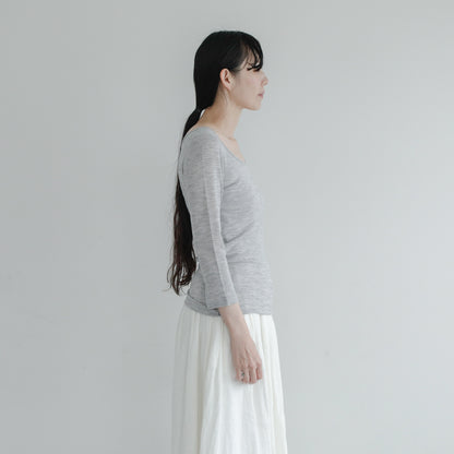 YARN／ティティ・リブ バレエネック 7分袖