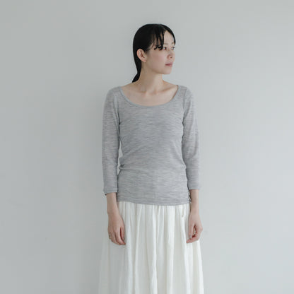 YARN／ティティ・リブ バレエネック 7分袖