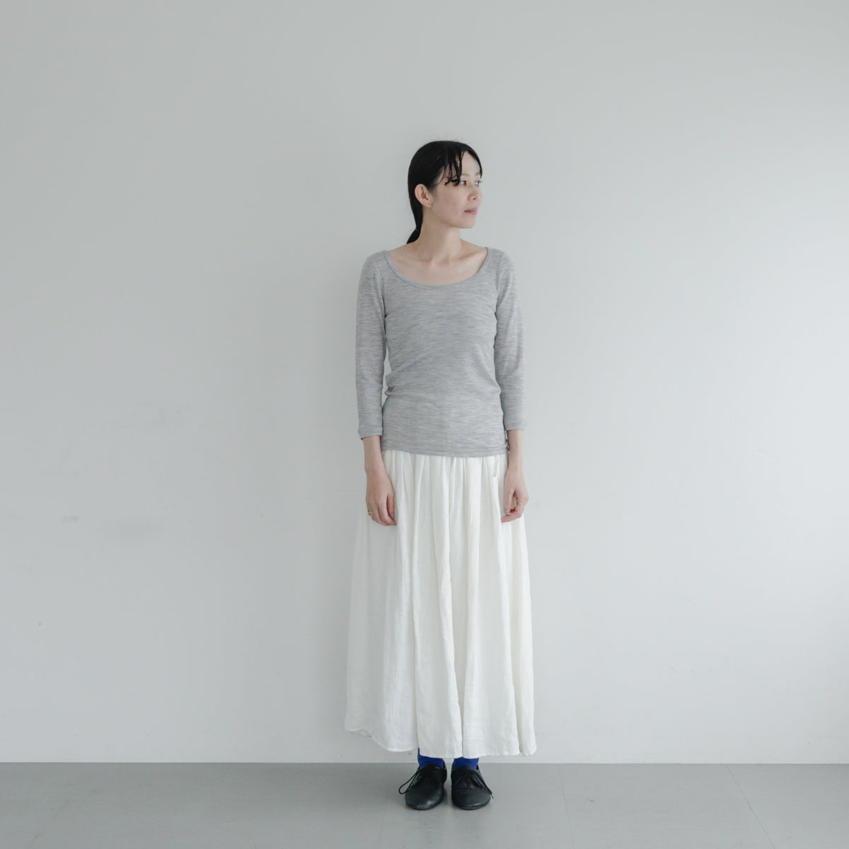 YARN／ティティ・リブ バレエネック 7分袖
