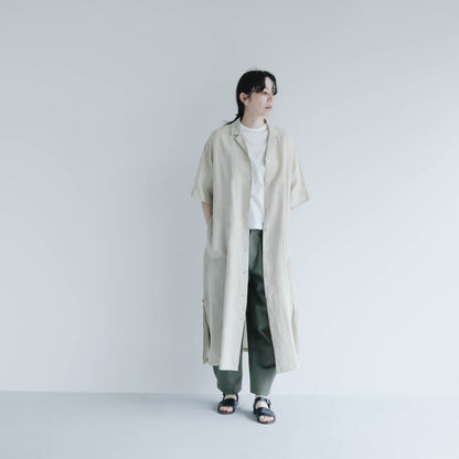 SALUÉ／ハーフスリーブオープンカラーシャツドレス