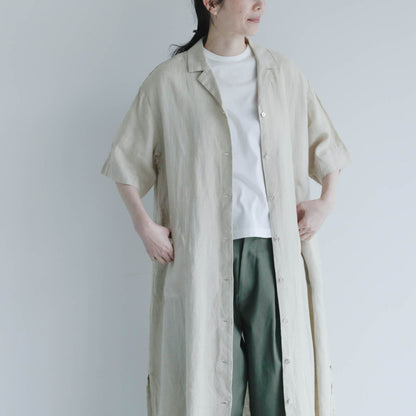 SALUÉ／ハーフスリーブオープンカラーシャツドレス