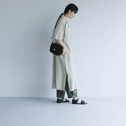 SALUÉ／ハーフスリーブオープンカラーシャツドレス
