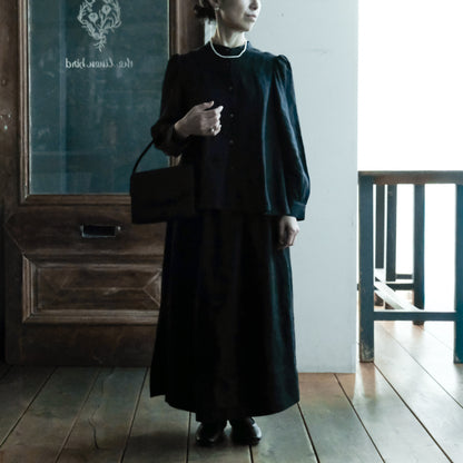 ［SALUÉ］ワンサイドスリットロングスカート／ヘリンボーンリネンformal