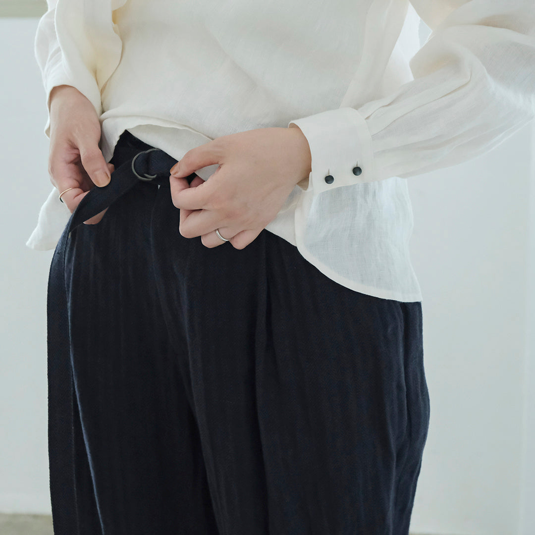 ［SALUÉ］エッグパンツC／ヘリンボーンリネン