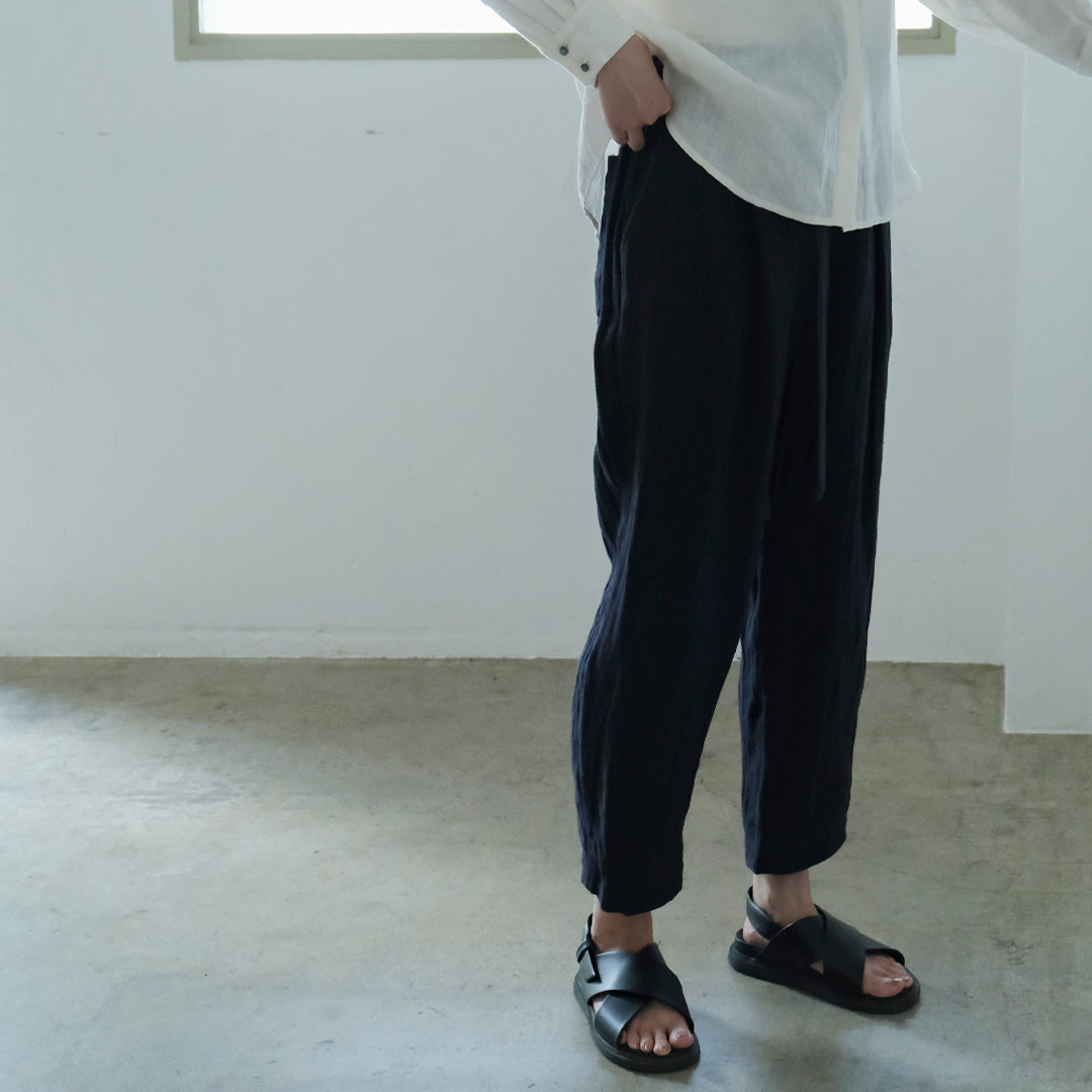 ［SALUÉ］エッグパンツC／ヘリンボーンリネン