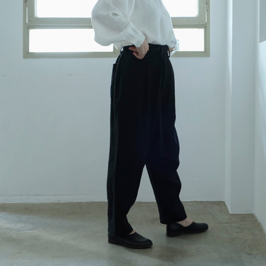 ［SALUÉ］エッグパンツC／ヘリンボーンリネン