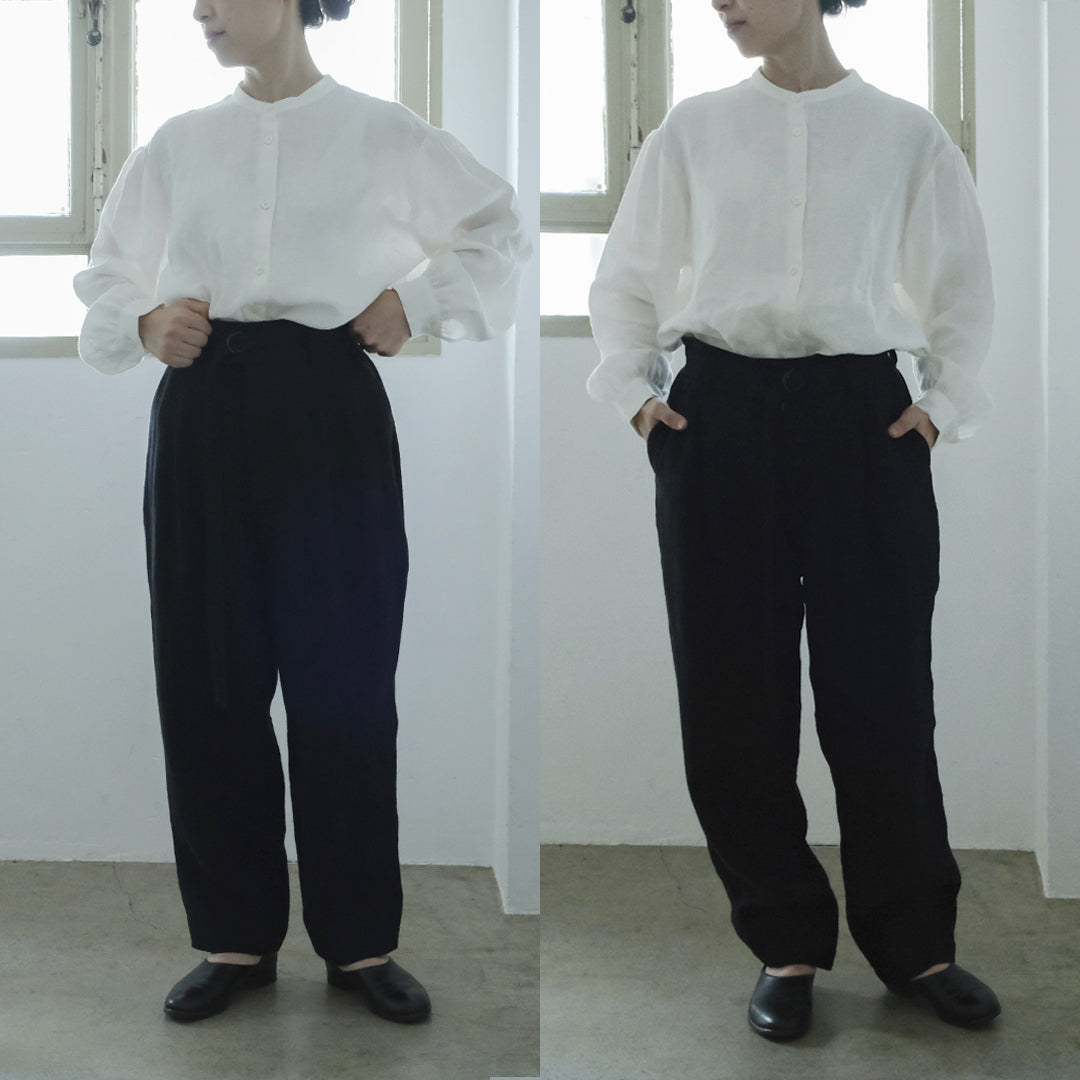 ［SALUÉ］エッグパンツC／ヘリンボーンリネン