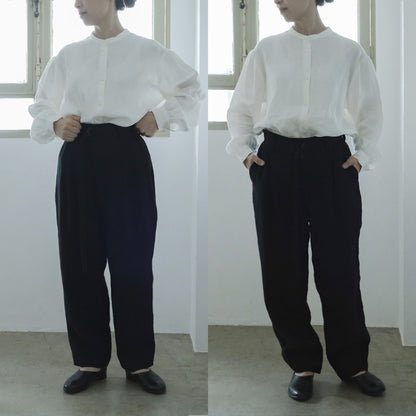 ［SALUÉ］エッグパンツC／ヘリンボーンリネン