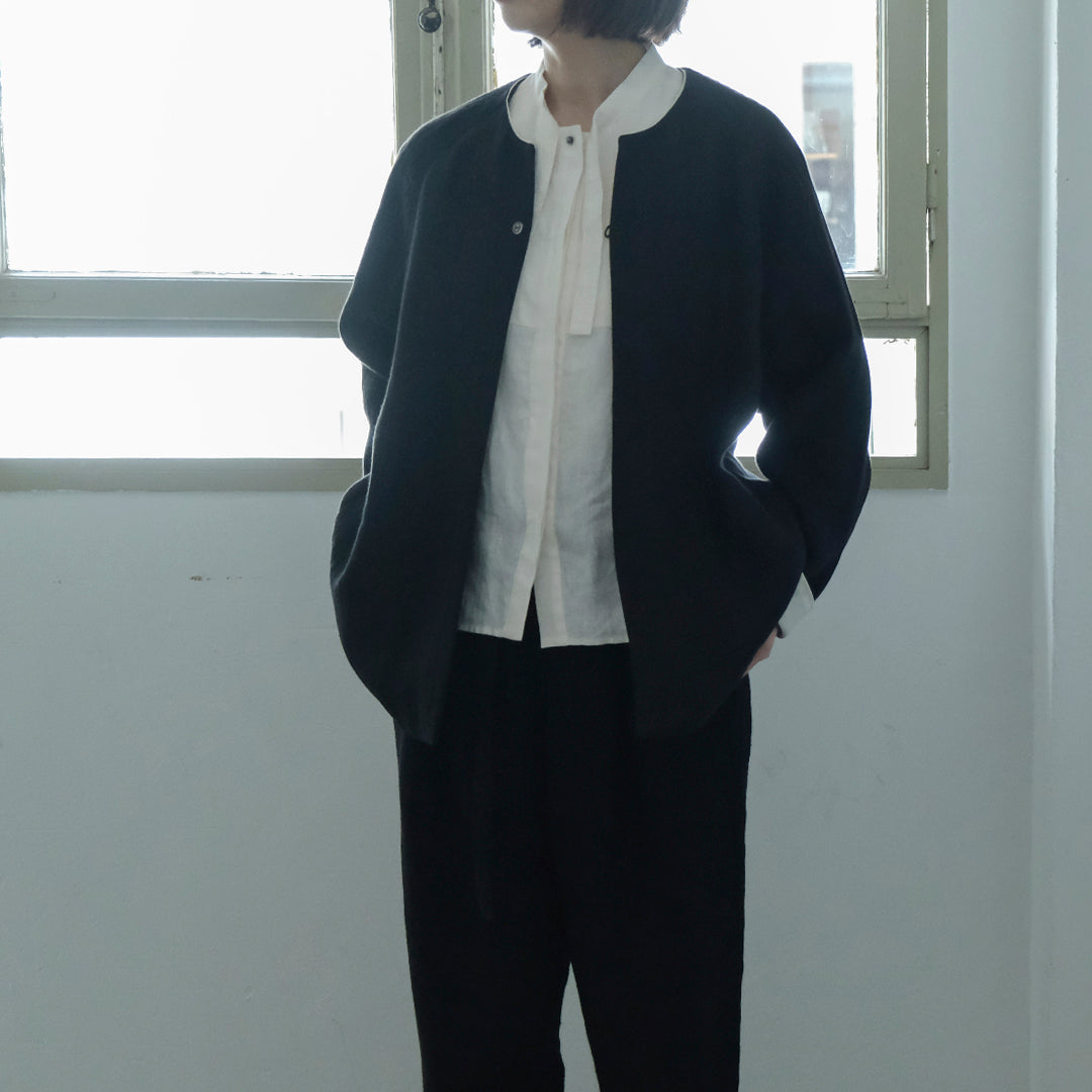 ［SALUÉ］エッグパンツC／ヘリンボーンリネン