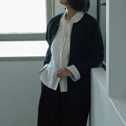 SALUÉ／ボウカラーシャツ／ライトウェイトリネン