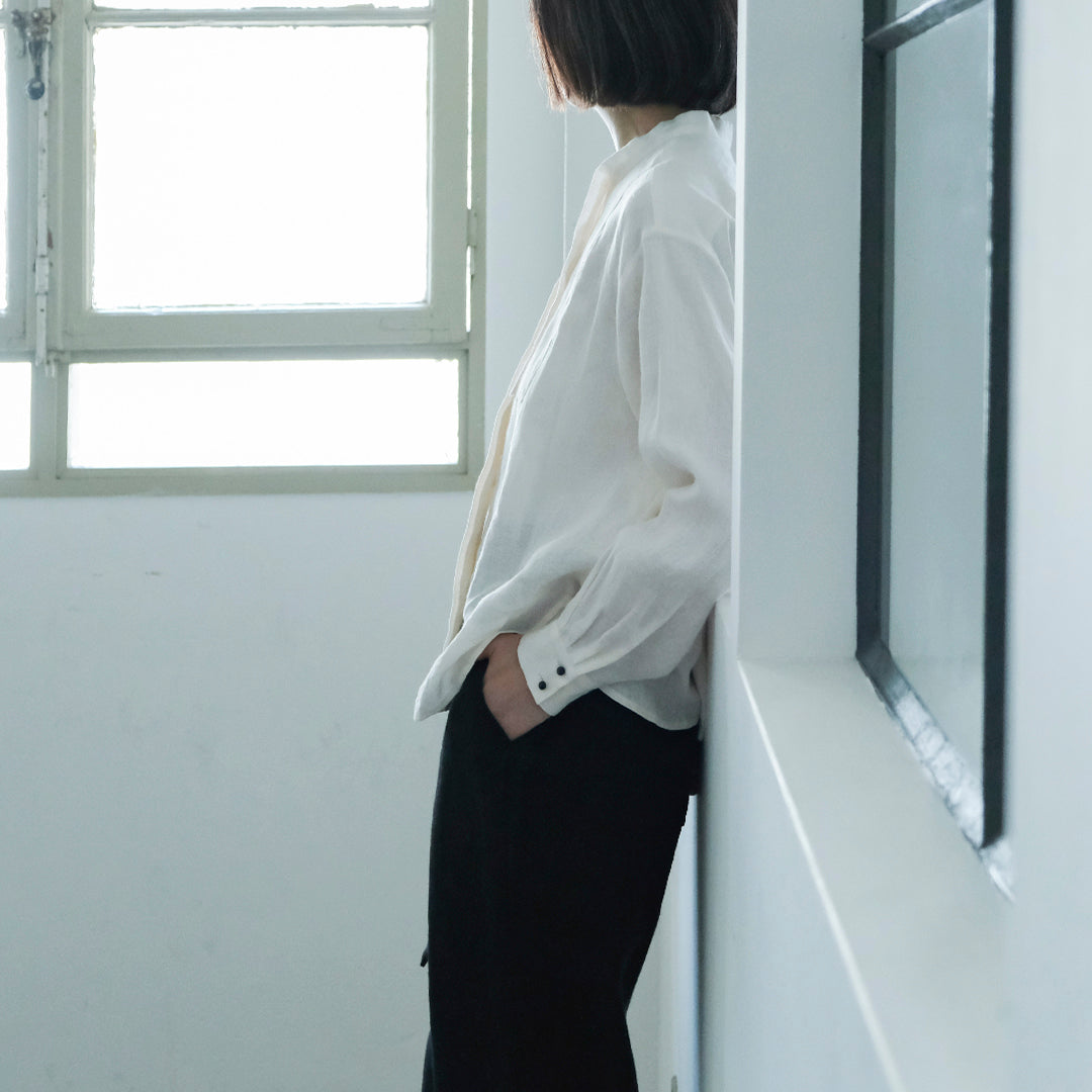 SALUÉ／ボウカラーシャツ／ライトウェイトリネン